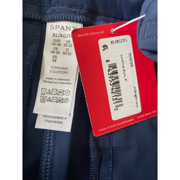 Spanx NWT 4" Midnight Navy Blue Sunshine Shorts, UPF 50+ Women's Size XL - Picture 5 of 6